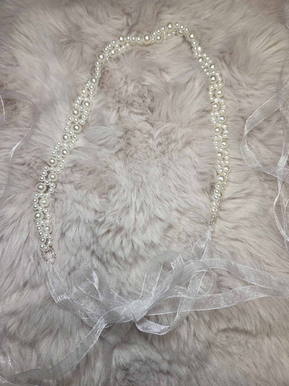 NWOT White Pearl-Embellished Waist Belt Wedding Sash Bridesmaid Belt Women Girls - Picture 4 of 5